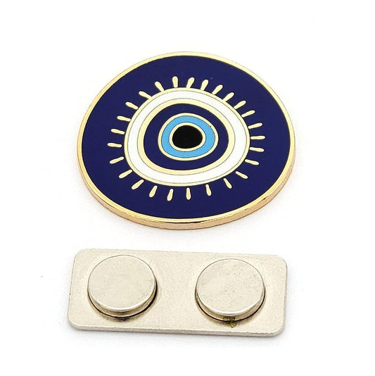 Evil Eye Nazar Cheshm Enamel Lapel Pin with Magnetic Backing