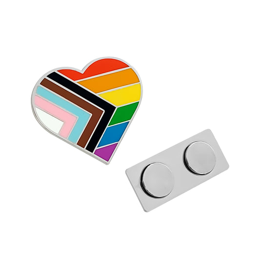 Heart Pride LGBTQ+ Rainbow Inclusive Enamel Lapel Pin – Intersex, Bisexual & Queer Support, Strong Magnetic Backing