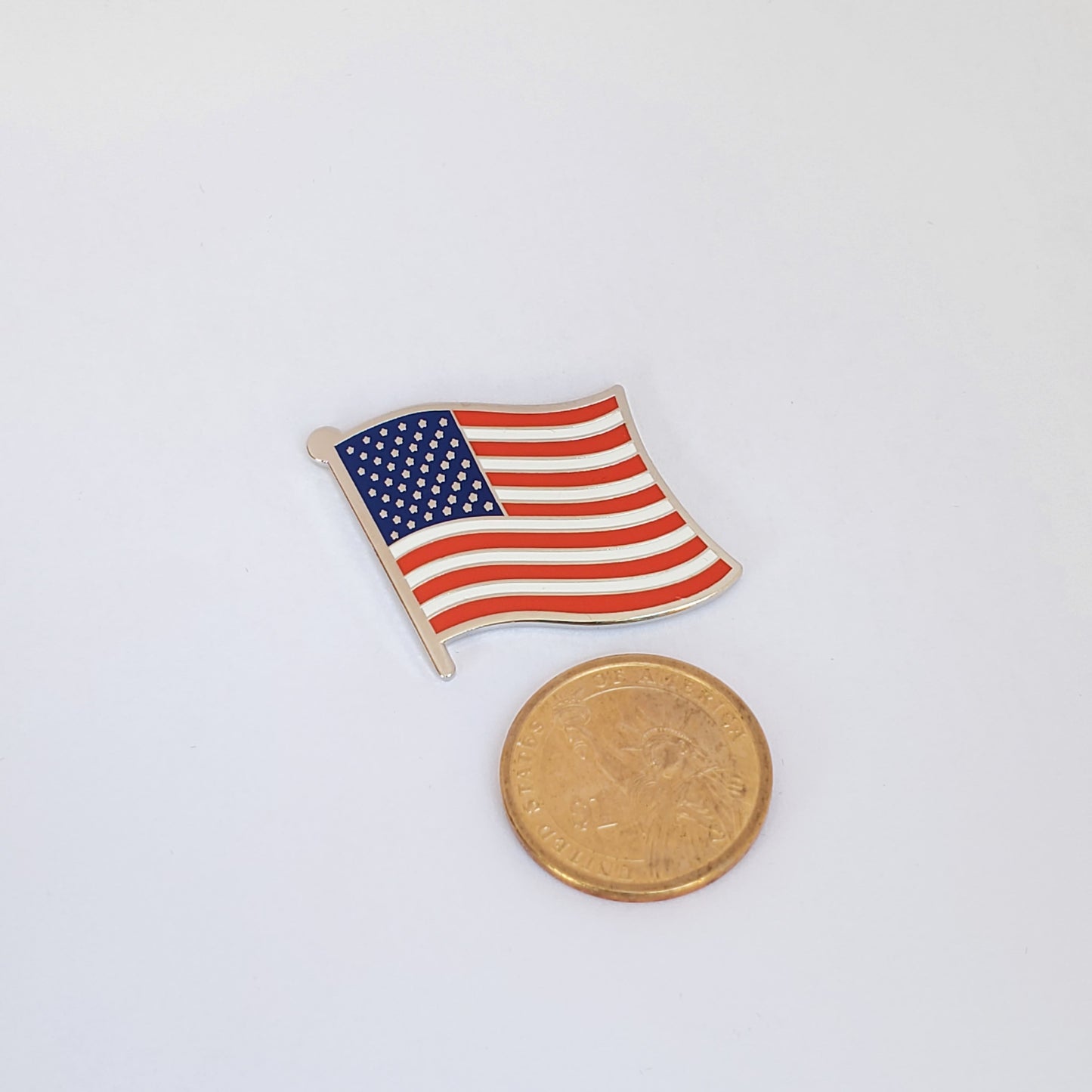 Extra Large American USA Flag Enamel Lapel Pin with Magnetic Backing