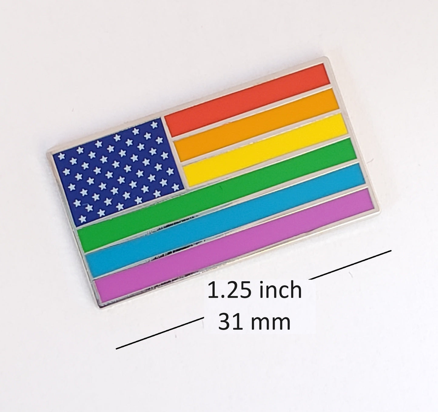 American Rainbow Pride Flag Enamel Lapel Pin β LGBTQ USA with Magnetic Backing