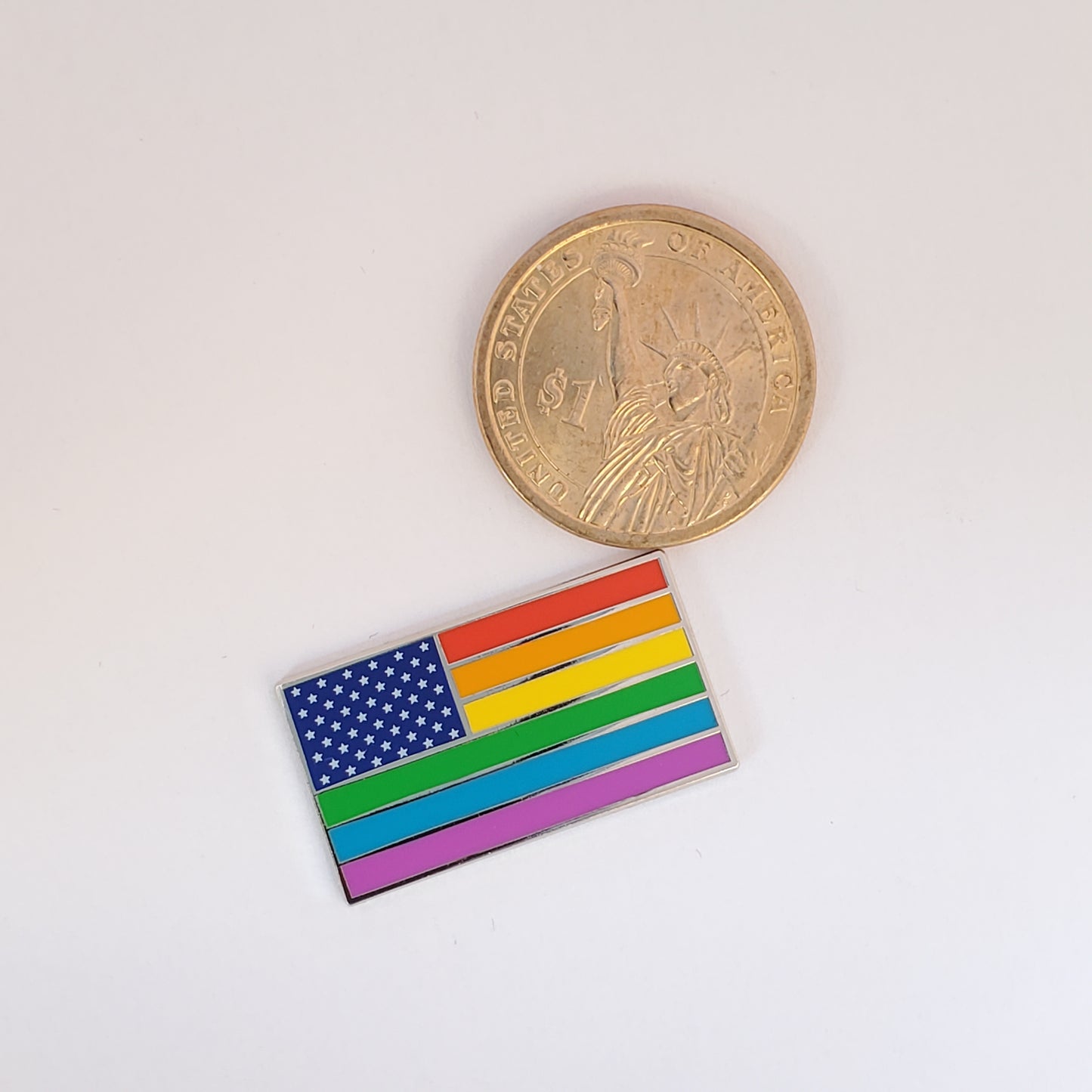 American Rainbow Pride Flag Enamel Lapel Pin β LGBTQ USA with Magnetic Backing
