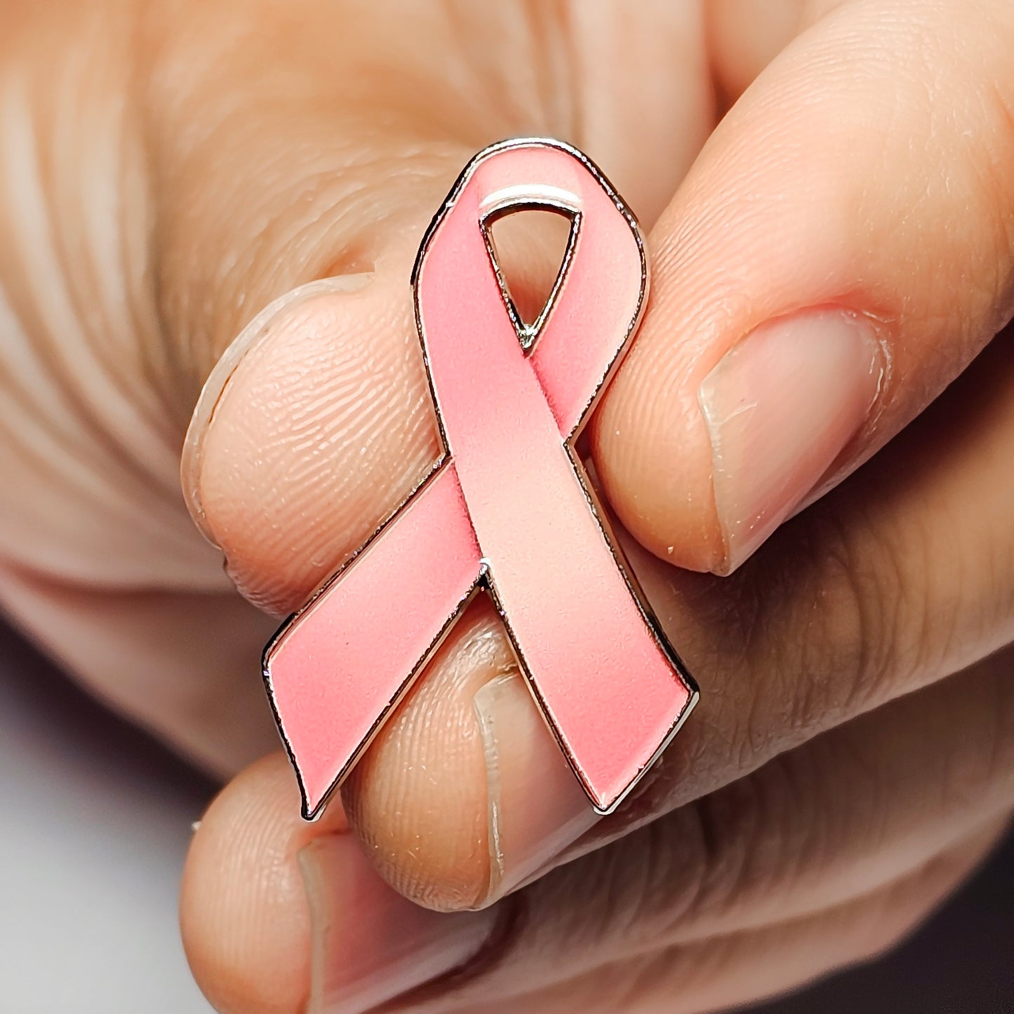 Breast Cancer Awareness Pink Ribbon Pin with Magnetic Backing