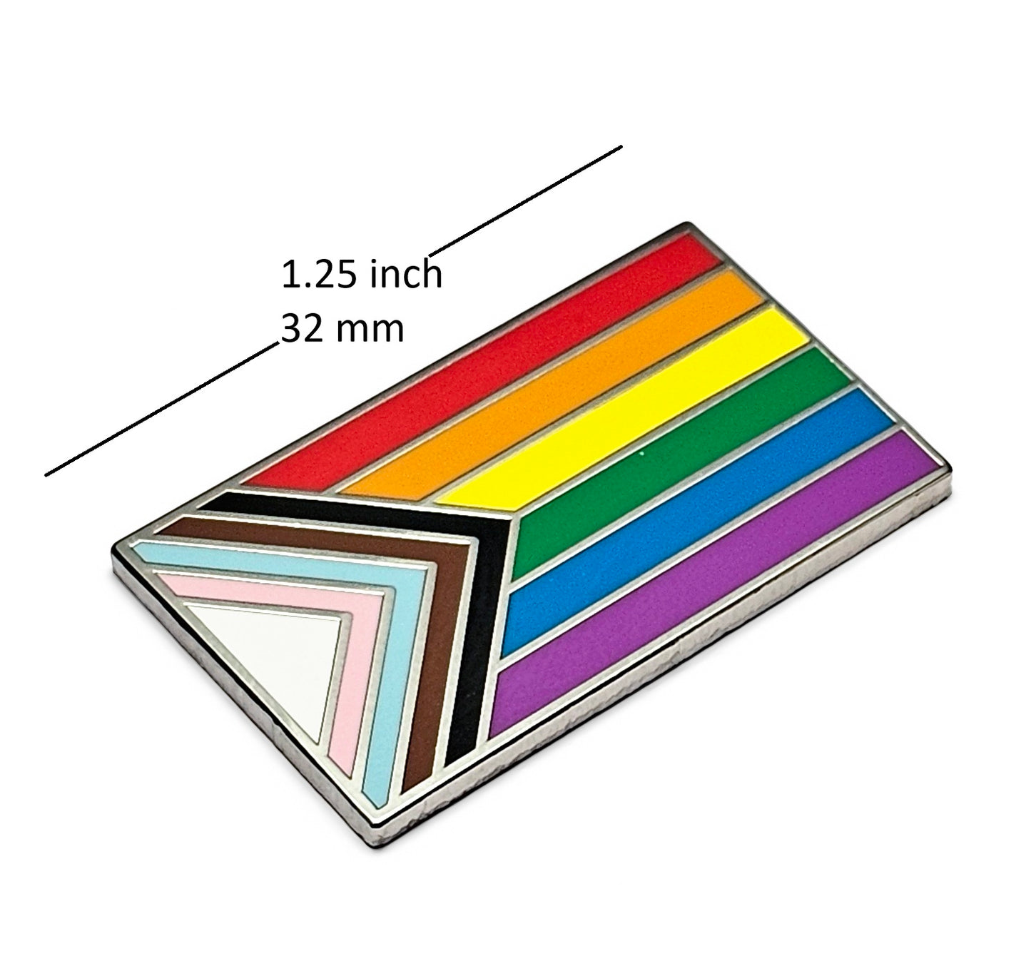 Progress Rainbow Pride Flag LGBTQIA+ Enamel Lapel Pin with Magnetic Backing