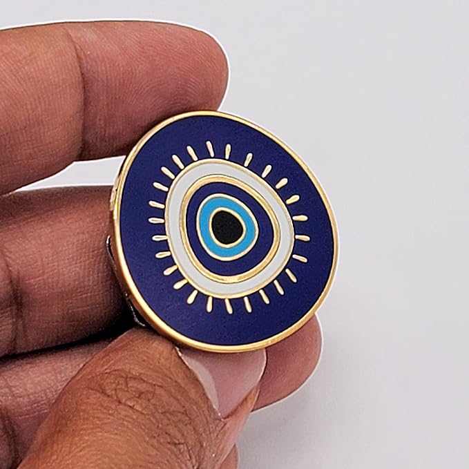 Evil Eye Nazar Cheshm Enamel Lapel Pin with Magnetic Backing