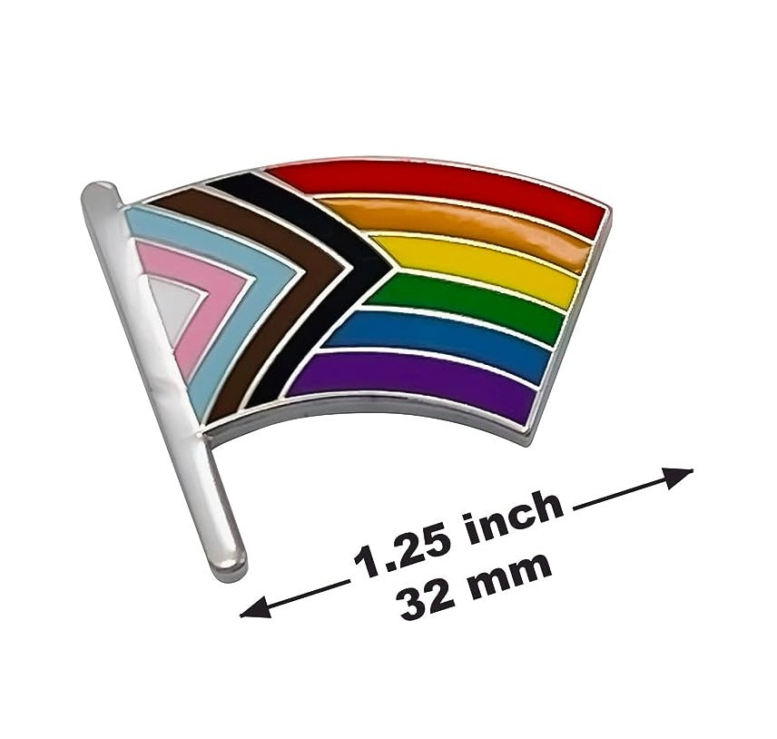 Curvy Progress Pride LGBTQ Flag Enamel Lapel Pin β Magnetic Backing
