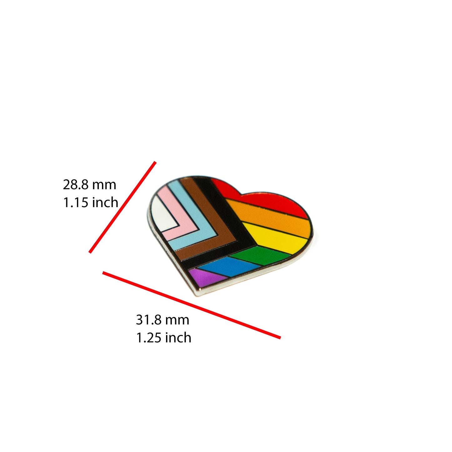 Heart Pride LGBTQ+ Rainbow Inclusive Enamel Lapel Pin β Intersex, Bisexual & Queer Support, Strong Magnetic Backing