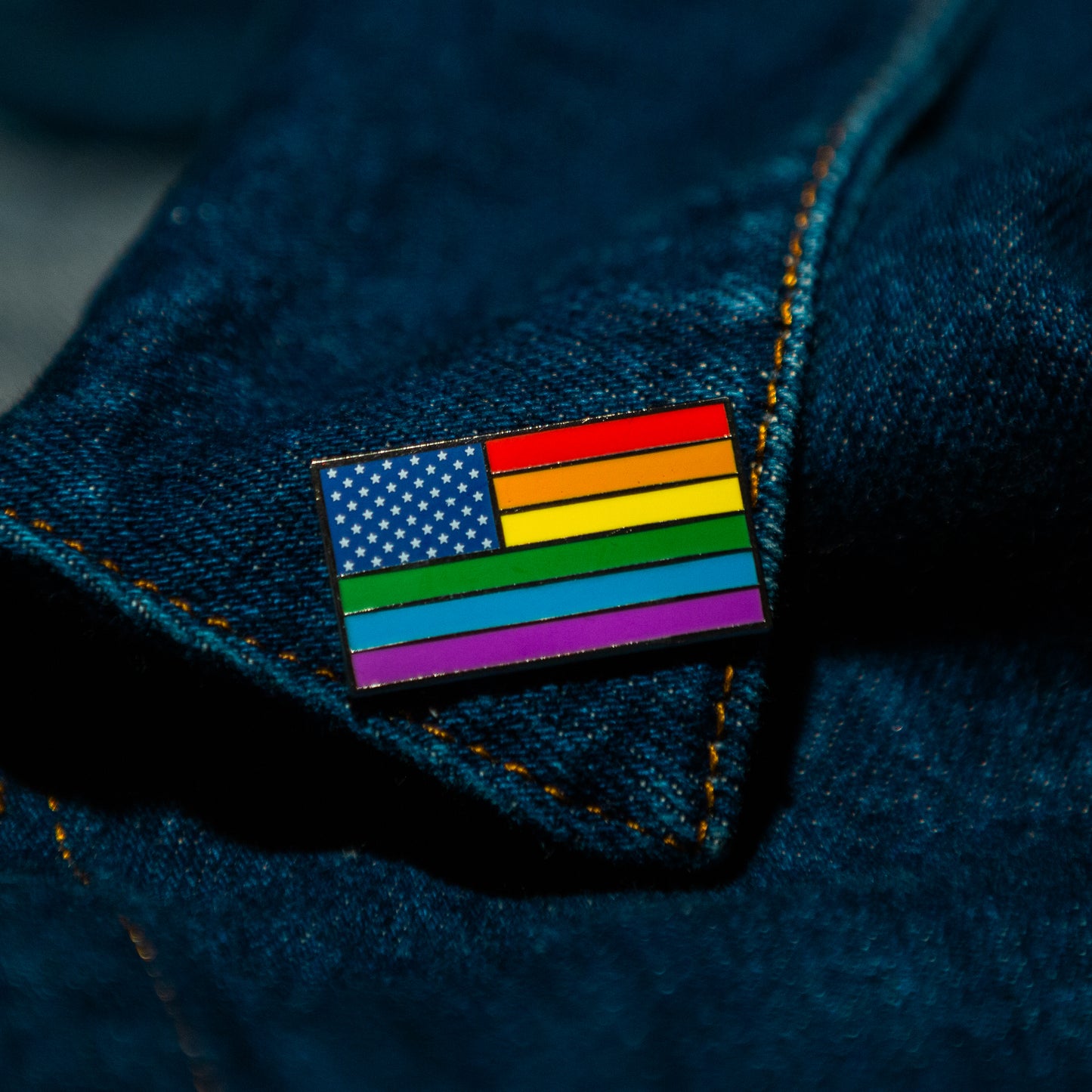 American Rainbow Pride Flag Enamel Lapel Pin β LGBTQ USA with Magnetic Backing