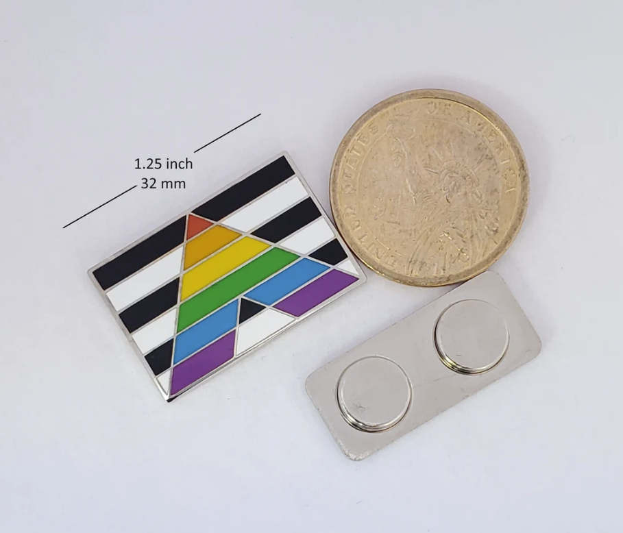 Straight Ally Pride Enamel Lapel Pin β PFLAG & GLAAD LGBTQIA+ Support with Magnetic Backing