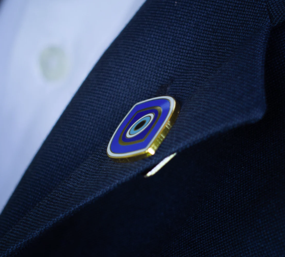 Nazar Evil Eye Cheshm Enamel Lapel Pin with Magnetic Backing
