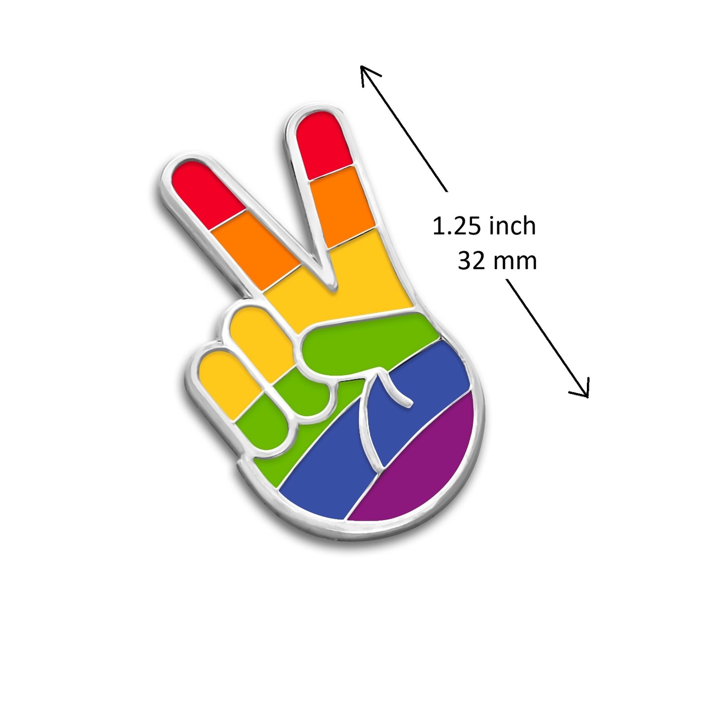 Rainbow Victory Peace Sign LGBTQ Enamel Pin with Magnetic Backing