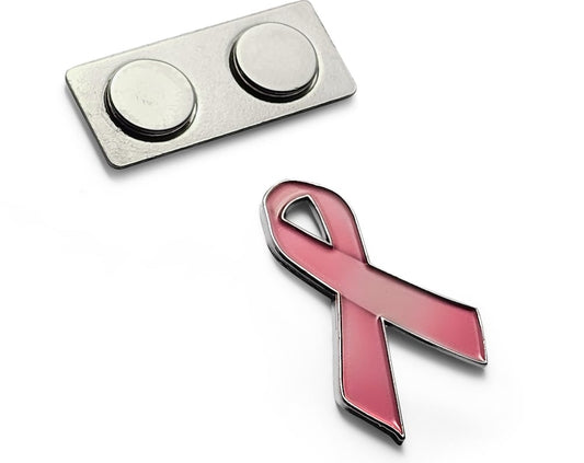 Breast Cancer Awareness Pink Ribbon Pin with Magnetic Backing