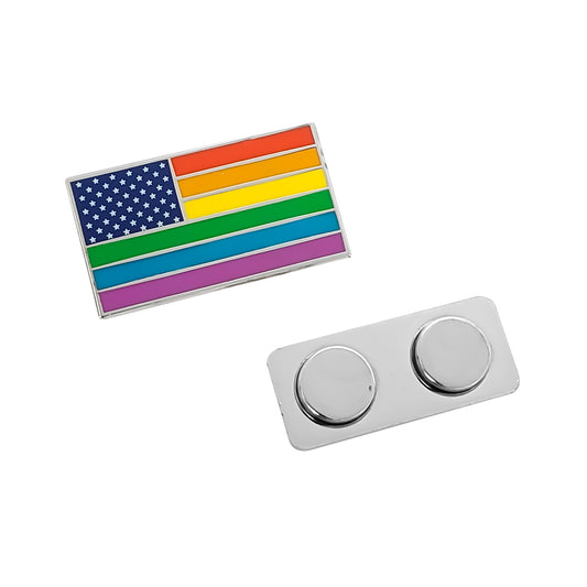 American Rainbow Pride Flag Enamel Lapel Pin – LGBTQ USA with Magnetic Backing