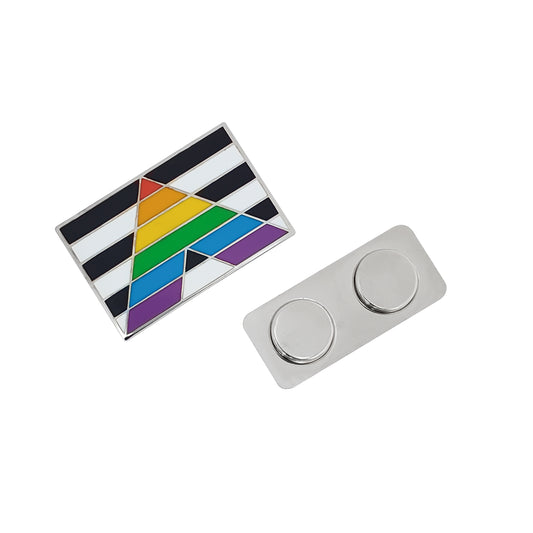 Straight Ally Pride Enamel Lapel Pin – PFLAG & GLAAD LGBTQIA+ Support with Magnetic Backing