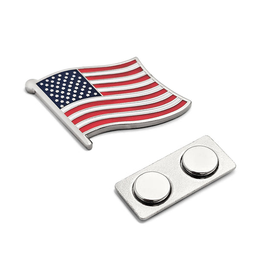 Extra Large American USA Flag Enamel Lapel Pin with Magnetic Backing