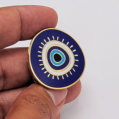 Evil Eye Nazar Cheshm Enamel Lapel Pin with Magnetic Backing
