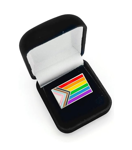 Progress Rainbow Pride Flag LGBTQIA+ Enamel Lapel Pin with Magnetic Backing