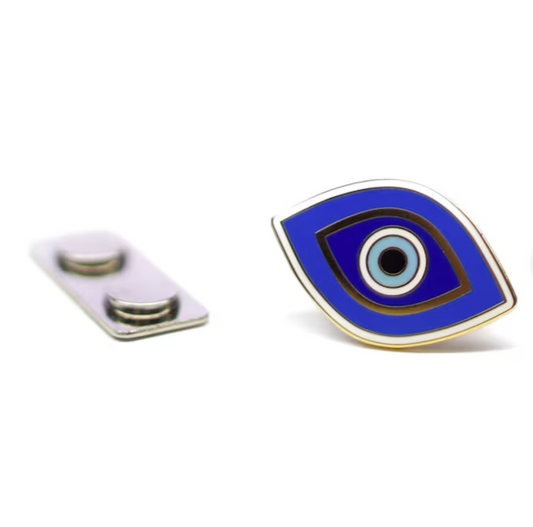 Nazar Evil Eye Cheshm Enamel Lapel Pin with Magnetic Backing
