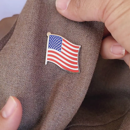 Extra Large American USA Flag Enamel Lapel Pin with Magnetic Backing