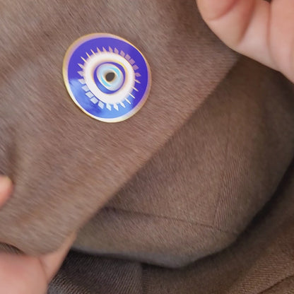 Evil Eye Nazar Cheshm Enamel Lapel Pin with Magnetic Backing