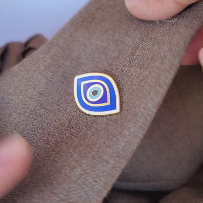 Nazar Evil Eye Cheshm Enamel Lapel Pin with Magnetic Backing