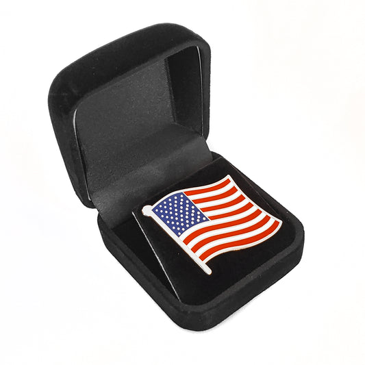 Extra Large American USA Flag Enamel Lapel Pin with Magnetic Backing