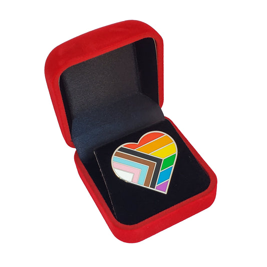 Heart Pride LGBTQ+ Rainbow Inclusive Enamel Lapel Pin – Intersex, Bisexual & Queer Support, Strong Magnetic Backing
