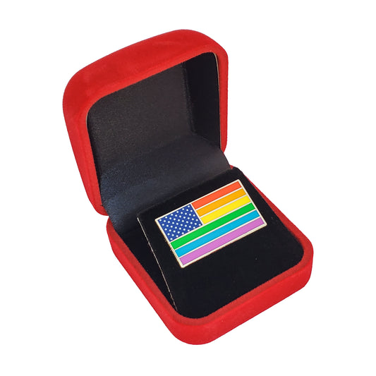 American Rainbow Pride Flag Enamel Lapel Pin – LGBTQ USA with Magnetic Backing